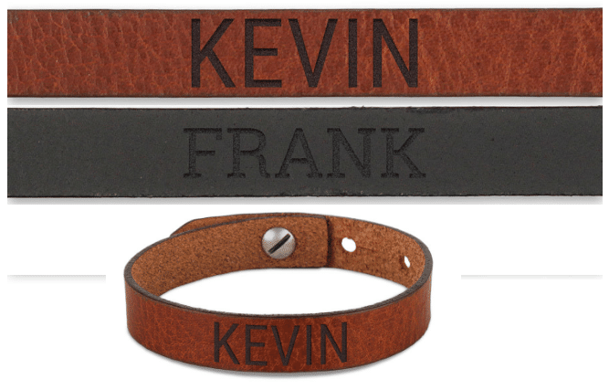 bedrukte leren armband valentijnscadeau voor hem