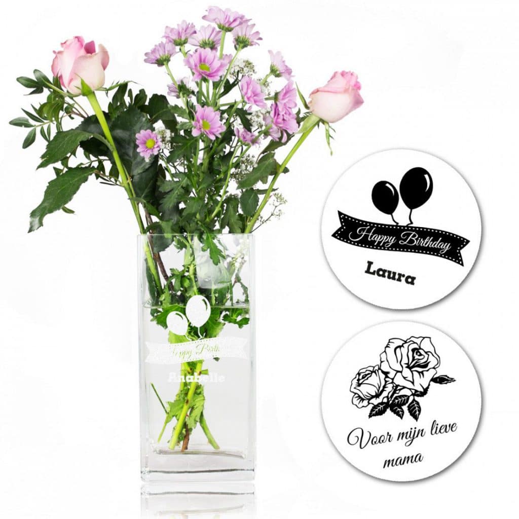 Bloemenvaas met tekst